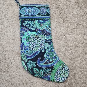 Vera Bradley Christmas Stocking Blue Rhapsody with Bells